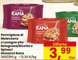 Eurospar Parmigiana di Melanzane o Lasagne alla Bolognese/Ricotta e Spinaci Giovanni Rana offerta