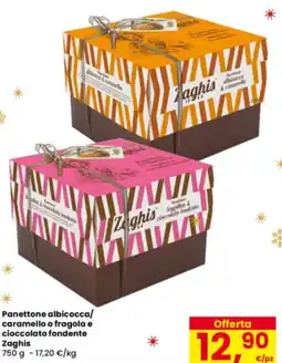 Eurospar Panettone albicocca/ caramello o fragola e cioccolato fondente Zaghis offerta