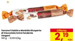 Eurospar Torrone Friabile o Morbido Ricoperto di Cioccolato Extra Fondente Vergani offerta