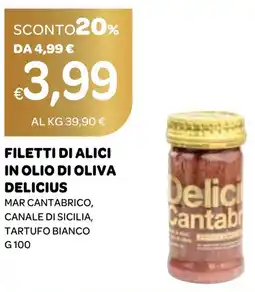 Ekom Filetti di alici in olio di oliva delicius mar cantabrico, canale di sicilia, tartufo bianco offerta