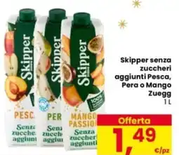 Eurospar Skipper senza zuccheri aggiunti Pesca, Pera o Mango Zuegg offerta