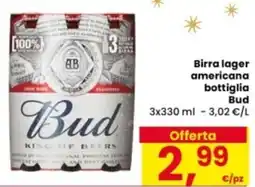 Eurospar Birra lager americana bottiglia Bud offerta
