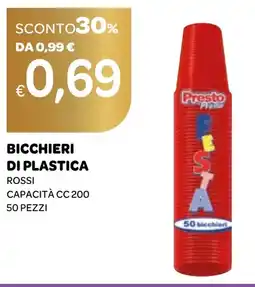 Ekom Presto bicchieri di plastica rossi offerta