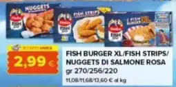 Oasi Fish burger xl/fish strips/ nuggets di salmone rosa offerta
