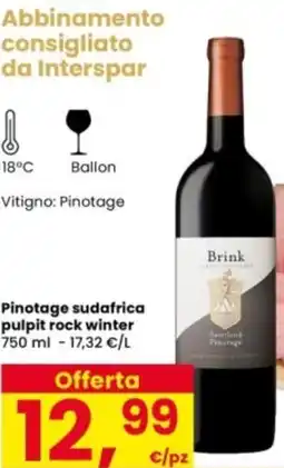 Interspar Pinotage sudafrica pulpit rock winter offerta