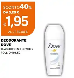 Ekom Deodorante dove classic, fresh, powder roll-on ml offerta