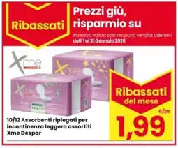 Interspar 10/12 Assorbenti ripiegati per incontinenza leggera assortiti Xme Despar offerta