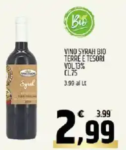 Ard Discount Vino syrah bio terre e tesori vol 13% offerta
