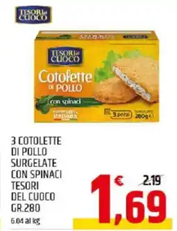 Ard Discount 3 cotolette di pollo surgelate con spinaci TESORI DEL CUOCO offerta