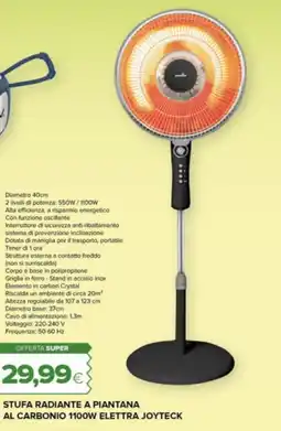 Oasi Stufa radiante a piantana al carbonio 1100w elettra joyteck offerta