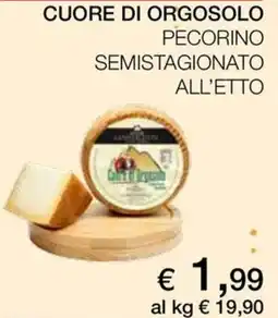 Coop Cuore di orgosolo pecorino semistagionato offerta