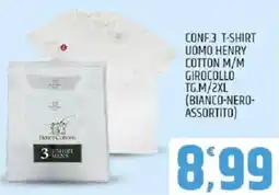 Ard Discount Conf.3 t-shirt uomo henry cotton m/m girocollo tg.M/2XL offerta