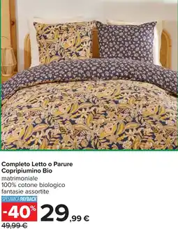 Carrefour Completo Letto o Parure Copripiumino Bio offerta
