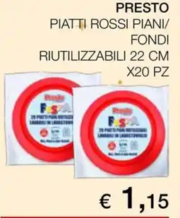 Coop Presto piatti rossi piani/ fondi riutilizzabili 22 cm offerta