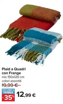 Carrefour Plaid a Quadri con Frange offerta