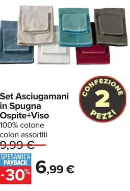 Carrefour Set Asciugamani in Spugna Ospite+Viso offerta