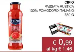 Coop Cirio passata rustica 100% pomodoro italiano offerta