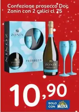 Famila Confezione prosecco Doc Zonin con 2 calici offerta