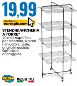 Eurospin Sistema casa stendibiancheria a torre offerta