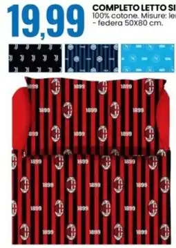 Eurospin Completo letto singolo juve/milan/inter/napoli offerta