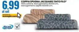 Eurospin Tecno acqua coppia spugna jacquard tinto filo offerta