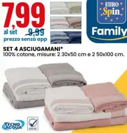 Eurospin Tecno acqua set 4 asciugamani offerta