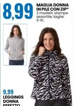 Eurospin Glissade maglia donna in pile con zip offerta