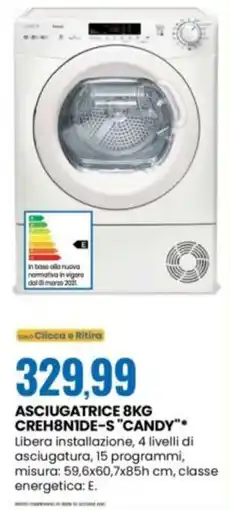 Eurospin ASCIUGATRICE 8KG CREH8NIDE-S "CANDY" offerta