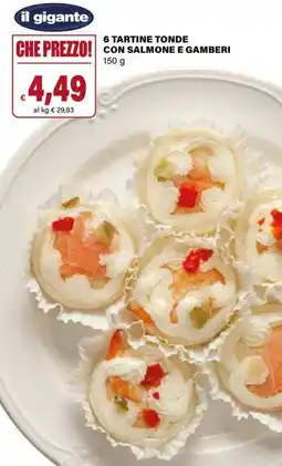 Il Gigante 6 tartine tonde con salmone e gamberi offerta