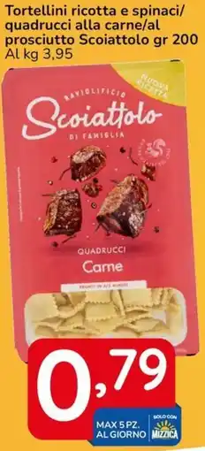 Famila Tortellini ricotta e spinaci/quadrucci alla carne/al prosciutto Scoiattolo offerta