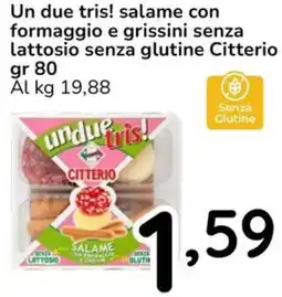 Famila Un due tris! salame con formaggio e grissini senza lattosio senza glutine Citterio offerta