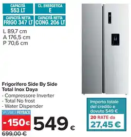 Carrefour Frigorifero Side By Side Total Inox Daya offerta