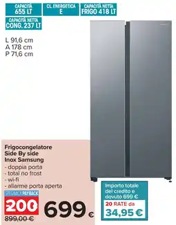 Carrefour Frigocongelatore Side By side Inox Samsung offerta