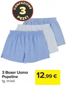 Carrefour 3 Boxer Uomo Popeline offerta