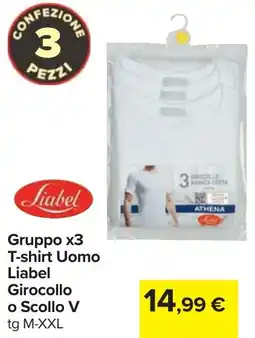 Carrefour Gruppo x3 T-shirt Uomo Liabel Girocollo o Scollo V offerta