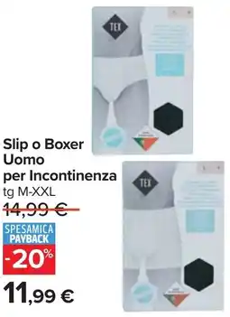 Carrefour Slip o Boxer Uomo per Incontinenza offerta