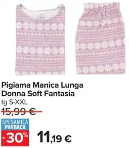 Carrefour Pigiama Manica Lunga Donna Soft Fantasia offerta