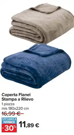 Carrefour Coperta Flanel Stampa a Rlievo offerta