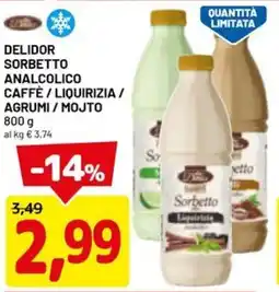 DPiù Delidor sorbetto analcolico caffè / liquirizia / agrumi / mojto offerta