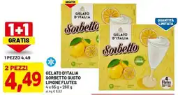 DPiù Gelato d'italia sorbetto gusto limone flutes offerta