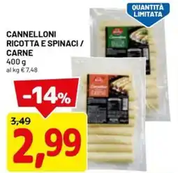 DPiù Cannelloni ricotta e spinaci/ carne offerta