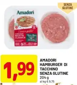 DPiù Amadori hamburger di tacchino senza glutine offerta