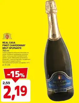 DPiù Real casa pinot chardonnay brut spumante offerta