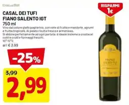 DPiù Casal dei tufi fiano salento IGT offerta