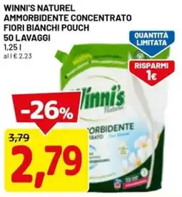 DPiù Winni's naturel ammorbidente concentrato fiori bianchi pouch offerta