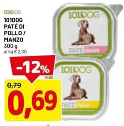 DPiù 101dog paté di pollo/ manzo offerta