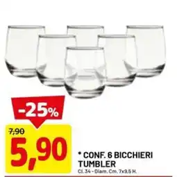 DPiù Conf. 6 bicchieri tumbler offerta