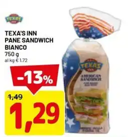 DPiù Texa's inn pane sandwich bianco offerta