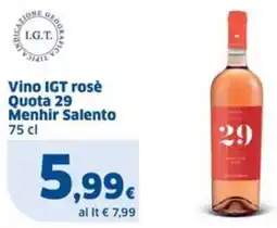 Sigma Vino IGT rosè Quota 29 Menhir Salento offerta