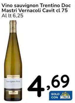 Famila Vino sauvignon Trentino Doc Mastri Vernacoli Cavit offerta